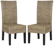 Safavieh Home Collection Arjun Grey Wicker Dining Chair (Set of 2), 18"