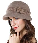 Adigaber Winter Women Knit Hat Angora Blend Bowler Hat Elegant Braided Cap with Thick Fleece Lined Khaki