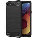 Plus Carbon Fiber Brushed Texture Shockproof Back Case Cover for LG Q6 - Midnight Black