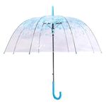 HIRASO Cherry Blossom Clear Bubble Umbrella Transparent Umbrella For Girl Women Blue |3 Fold Umbrella|Widewings|Tablet Umbrella|Anycho|Umberella