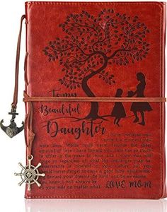 To My Daughter Gift from Mom Leather Writing Journal with Inspirational Quotes Gift for Daughter Birthday Wedding Graduation Back to School Personal Diary Travel Writers Notebook Flower Pattern
