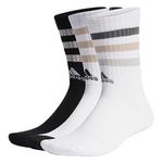 adidas Unisex Bold 3-Stripes Cushioned Crew Socks 3 Pairs, White/Black/White, 8.5-10