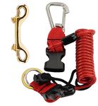 Scuba Diving Lanyard,Spring Coiled Lanyard,Double End Snap Hook Clip Diving Hook with Quick Release Buckle for Cameras and Dive Lights Set of 1