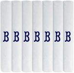 Surf the Shop 7 Pack Of Mens Initial Embroidered White Handkerchiefs With Satin Border, Various Letters, B, Medium