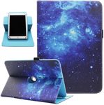 Universal 10 10.1 Inch Android Tablet Case, Dluggs PU Leather 360 Degree Rotating Multi-Angle Viewing Stand Case Cover for 10 10.1 and All 9.5-10.5 Inch Tablet, Blue Space