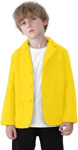 JIAHONG Kids Boys' Blazer Casual Buttoned Blazers Suit Jacket Two Pockets Suit Jacket for Girls or Toddler 3-12 Years(Yellow-xs)