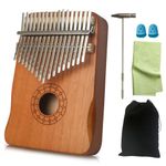 Kalimba Thumb Piano 17 Keys with Study Instruction and Tune Hammer Portable Mbira Finger Piano Gift for Kids Adults