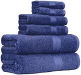 Amazon Basics 6-Piece Fade-Resistant Cotton Bath Towel Set - Navy Blue