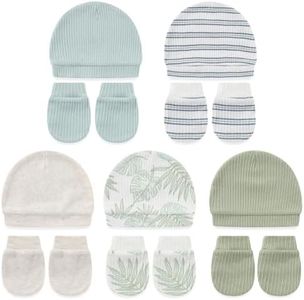falianni Cute Baby Girl Hats Mittens Set 10-Pack New Born Boy Caps Gloves Suit 0-6 Months Infant Accessories Green