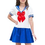 Sunny Fashion Girls Dress Sailor School Uniform Navy Suit Size 12 Years