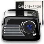 UK Technology DAB DAB+ FM Digital Radio, Portable DAB Radio & Bluetooth Speaker, Radios Mains and Battery, Retro Radio, Internet Radio, Kitchen Work Garden Radio, Small Radio, Aux, USB Plug in