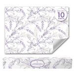 Lavender Scented Drawer Liners (10 Large Sheets, 50cm x 36.5cm) - Non Adhesive Drawer Fresheners & Lining Paper for Drawers, Bedroom & Wardrobe Shelves - Drawer Liners Scented for Clothes