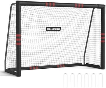 SONGMICS Fußballtor, für alle Altersgruppen, Stahlrohre, PE-Netz, Outdoor, Garten, Strand, 85 x 240 x 160 cm, Schaumstoff ummantelt, schwarz SZQ240RZ02