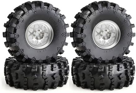 REDSPIDER 2.2 Beadlock Wheels and Tires for 1/10 RC Crawler, 4Pcs CNC Aluminum Rims with Heavy Duty Rubber Tires for Traxxas TRX4 TRX6, Axial SCX10 II III, Wraith, RBX10, 12mm Hex (Silvery)