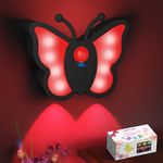 LOFTEK Night Light, Rechargeable Motion Sensor Night Lights, 2 Color Modes & Dimmable Butterfly Nightlight, Stick on Wall, Bathroom, Hallway, Stairs, Cabinet, Kid's Bedroom Decor, Gift, Camping Black