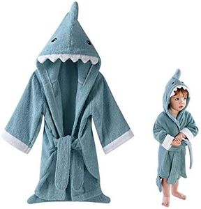 URAQT Accappatoio per bebè con morbido animaletto per bambini, color grigio squalo, M