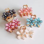 PACTIV Elegant Crystal Flower Hair Claw - Medium Size, Alloy Flower Clip For Women & Girls, Cute & Stylish Side Hair Accessory