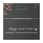 EFYTAL 16th Birthday Gifts for Girls, 925 Sterling Silver Sweet 16 Bracelet for 16 Year Old Girl, Jewelry Gift Idea