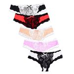 KUKOME Womens Sexy Lace Panties Low Rise Soft Underwear Briefs