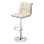 Panana Bar Stools, Height Adjustable Cuban Bar Chairs Synthetic Leather 360° Swivel Kitchen Stool with Backrest and Footrest for Breakfast Bar, Counter, Kitchen and Home Barstools (Beige, One Stool)