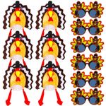 Lenwen Thanksgiving Turkey Hat and Thanksgiving Turkey Sunglasses Novelty Turkey Hats for Kid Women Man for Thanksgiving(12 Pcs, Combo C)