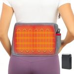 Cordless Heat Pads for Back Pain Relief, Electric Heating Pad with 10000mAh Power Bank and 3 Heat Settings for Cramps Relief, Lumbar, Abdomen, Portable Heated Warmer Pad for Man Women
