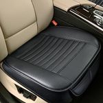 Sunny color 2pc Edge Wrapping Comfortable Car Front Seat Covers, Seat Protectors, Anti-Slip Bottom Seat Cushion Covers for Auto with PU Leather(Black)