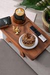 ROCDEER Sofa Arm Tray, Acacia Wood Couch Cup Holder, Portable Large Sofa Armrest Tray Anti-Spill Beverage Snack Remote Holder