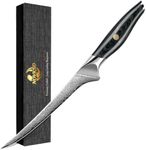 NOVKSO Damascus COLOURED WOOD Handle Fillet Knife 7"