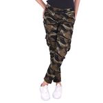 Bhondubagus Women's Camouflage 6 Pockets Track Pant, Dry-Fit Military Sports Pant, Elastane Stretchable Breathable Regular Fit Track Pant for Gym, Camping, Hiking & Everyday Wear Green XL_Size