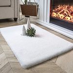 CottonFry Rabbit Fur Rug for Bedroom Thick Fluffy Rug, Non-Shedding Fuzzy Rug Washable Rabbit Fur Area Rug Shaggy Nursery Rugs Indoor Floor Carpets for Bedside Sofa Living Room (30x50, White)