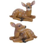 Haofy 2Pcs Deer Decoy Resin Deer Decoration, Outdoor Sika Deer Fawn Figurine Ornament for Garden Lawn Pond Decor