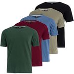 Kandor Mens t Shirt – Packs of 5, t Shirts for Men UK Clothing, Multipack Crew Neck t Shirt Tops, Plain 100% Cotton tee Shirts Pack, Quality Gym Work Men’s t-Shirts(M,Dovar-Set 3)