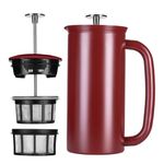 ESPRO - P7 French Press - Double Walled Stainless Steel Insulated Coffee and Tea Maker with Micro-Filter, Keep Drinks Hot for Hours, Perfect for Home or Travel (Cranberry, 32 Ounce)