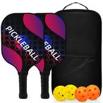 Topfinder Pickleball Paddles, Pickleball Set Fiberglass Surface and Polymer Honeycomb Core Pickleball Racket Set of 2 for Outdoor and Indoor with 1 Carrying Bag, 4 Balls