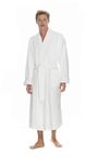 Boca Terry Mens Plush Robe, Big & Tall Bathrobe for Men, Warm Luxury Microfiber Robe - white - Medium