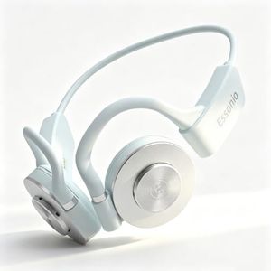 Essonio Open Ear Headphones - Ultra Deep Bass Wireless Bluetooth Air Conduction Headphones 3-Level Deep Bass Ultra-Wideband ANC 20H Play Multi-Point Connect Clear Call White
