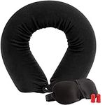 Lusso Gear Twist Memory Foam Travel Pillow - Neck, Lumbar & Leg Support - Adjustable Pillow for Plane, Car, Home - Machine Washable/Dryer Safe Cover - Attaches to Luggage - Ear Plugs, Eye Mask (Black)