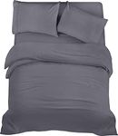 Utopia Bedding 4 Piece Double Bedding Set - Duvet Cover, Fitted Sheet with Pillow cases - Soft Brushed Microfiber (Grey)