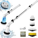 Electric Spin Scrubber, 2024 Upgraded Bathroom Cleaner, Power Shower Cleaning Brush with Extendable Handle & 4 Brush Heads, Dual Speed & USB-C Charging, Shower Scrubber for Bathtub, Tile, and Floor