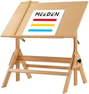 MEEDEN Solid Wood Drafting Table, Artist Drawing Desk, Writing Desk Studio Desk, Art Craft Table with Adjustable Height and Tiltable Tabletop for Artwork, Graphic Design, Reading