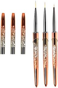 BQAN 3pcs Nail Art Brushes, Nail Detail brush, Nail Liner (or Striper) Brush Nail Art Drawing Brush for nail Design. Nail Painting Tools with 3 Pieces Multiple Sizes 7mm/9mm/11mm Rose gold
