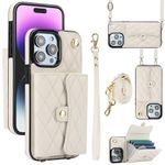 XIZYO for iPhone 15 Pro Max Leather Crossbody Wallet Phone Case with 2 Adjustable Removable Lanyard Straps, Women Girls Soft TPU Cute Luxury Purse Kickstand Phone Cover with Card Slots, White