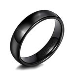 SOMEN TUNGSTEN 4mm Black Ceramic Ring for Women Men Unisex Dome High Polished Wedding Band Size 9.5