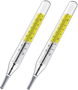 2pcs Glass Thermometer Mercury Free Clinlic Thermometer Traditional Thermometer Dual Scale Mercury Free C&F 2PK