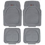 Motor Trend MT-921-GR FlexTough Tortoise - Heavy Duty Rubber Floor Mats for Car SUV Van & Truck - All Weather Protection - Deep Dish (Gray)