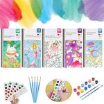 5PCS Pocket Watercolor Painting Book,Kids Watercolor Painting Book for Kids,Improve Creativity Portable Pocket Painting Book with Brush for Artist, Beginning, Students Painters,watercolor painting book