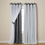 Exclusive Home Curtains Catarina Layered Solid Blackout and Sheer,Window, Curtain Panel Pair with Grommet Top, 52x96, Black Pearl, 2 Count