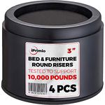 iPrimio Bed and Furniture Risers - 4 Pack Round Elevator up to 3" & Lifts Up to 10,000 LBs - Protect Floors and Surfaces - Durable ABS Plastic and Anti Slip Foam Grip - Non Stackable - Black