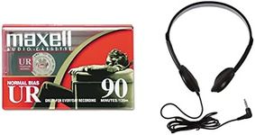 Maxell 108510 Normal Bias-Ur, Smoke & 190319 Stereo Headphone, Black (Packaging May Vary)